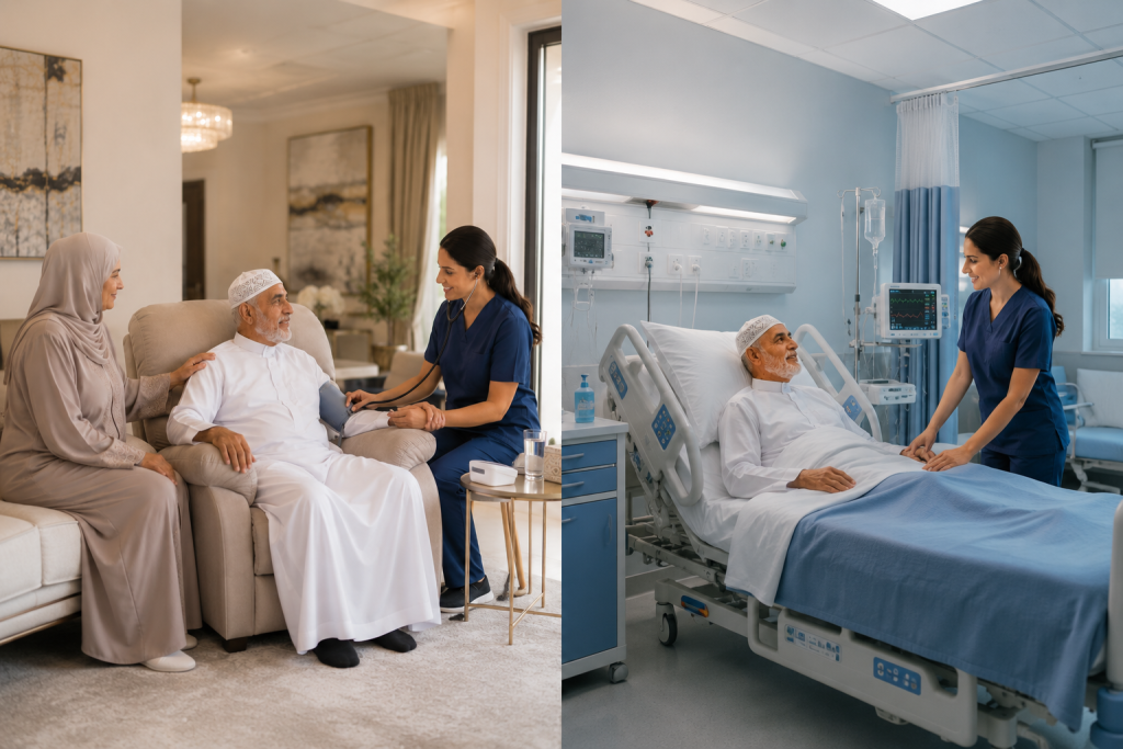 الفرق بين الرعاية الصحية المنزلية والرعاية في المستشفى